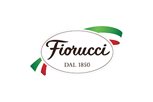 Logo of fiorucci featuring an oval with the brand name, italian flag colors, and the year 1850.