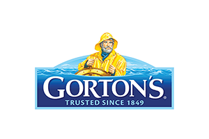 Logo of Gorton's, showcasing a fisherman in a yellow raincoat behind the brand name, represents the company's long-established heritage in the seafood industry, optimized for SEO.