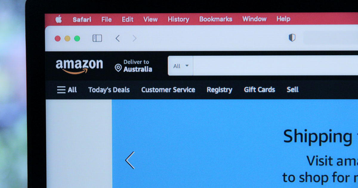 Web browser open to the Amazon homepage displaying shipping information for Consumer Behavior Dashboards.