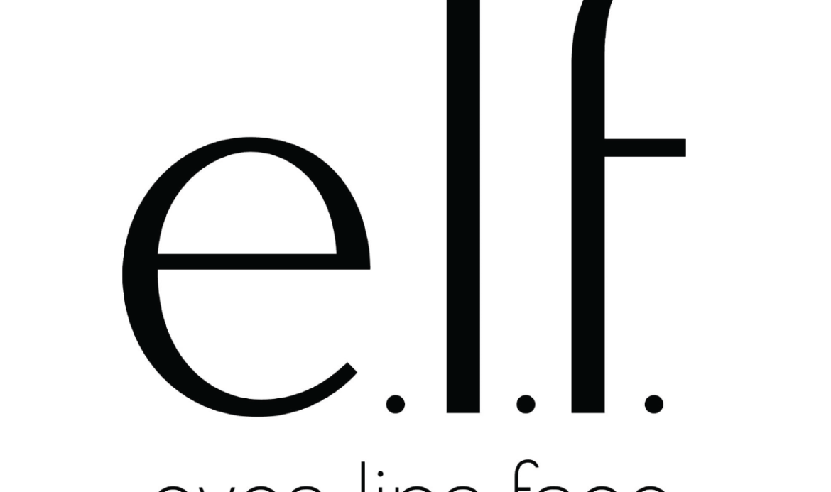 Logo of e.l.f. cosmetics for their eCommerce channel, featuring the brand's acronym and full form: "eyes lips face.